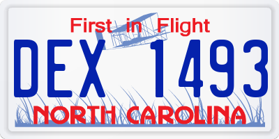 NC license plate DEX1493