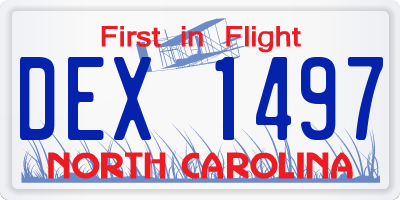NC license plate DEX1497