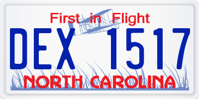NC license plate DEX1517