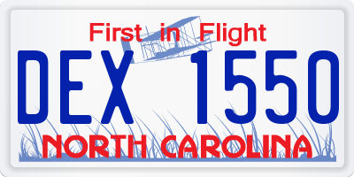 NC license plate DEX1550