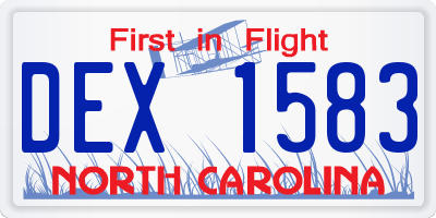 NC license plate DEX1583