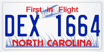 NC license plate DEX1664