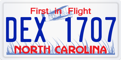 NC license plate DEX1707