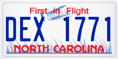 NC license plate DEX1771
