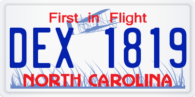 NC license plate DEX1819
