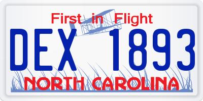 NC license plate DEX1893