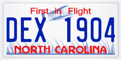 NC license plate DEX1904