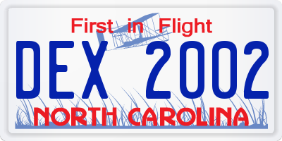NC license plate DEX2002