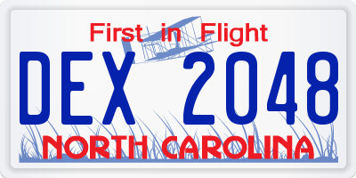 NC license plate DEX2048