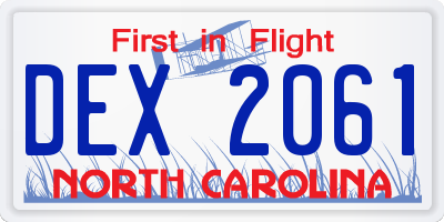 NC license plate DEX2061