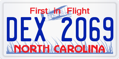 NC license plate DEX2069