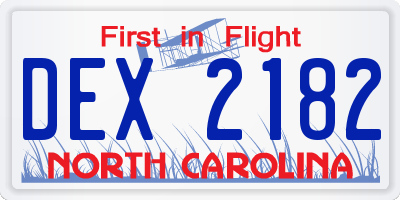 NC license plate DEX2182