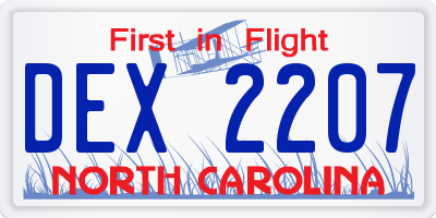 NC license plate DEX2207