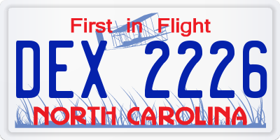 NC license plate DEX2226