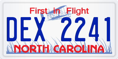 NC license plate DEX2241