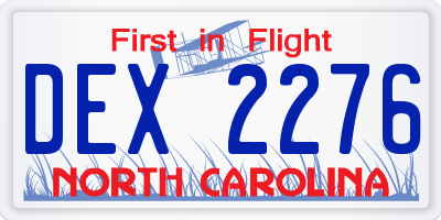NC license plate DEX2276