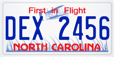 NC license plate DEX2456