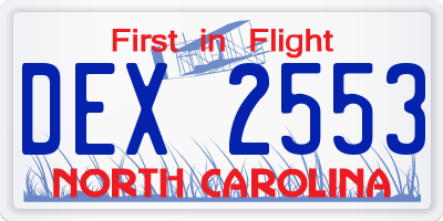 NC license plate DEX2553