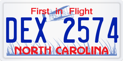NC license plate DEX2574