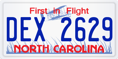NC license plate DEX2629