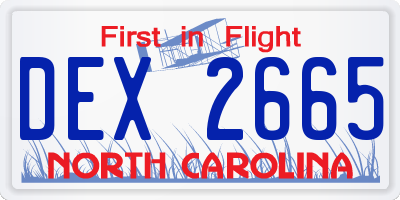 NC license plate DEX2665