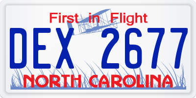 NC license plate DEX2677