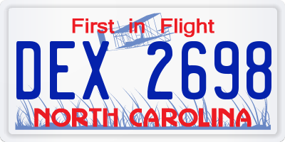 NC license plate DEX2698