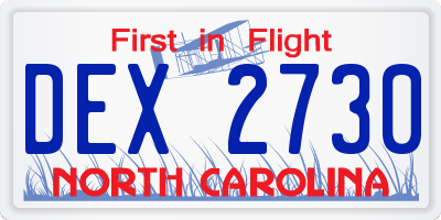 NC license plate DEX2730