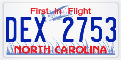 NC license plate DEX2753