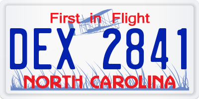 NC license plate DEX2841