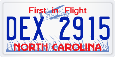 NC license plate DEX2915