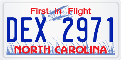 NC license plate DEX2971