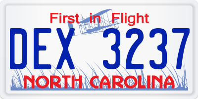 NC license plate DEX3237