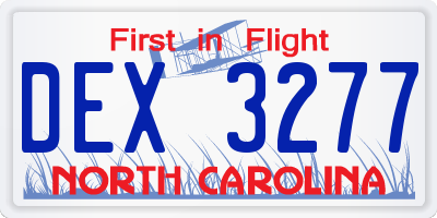 NC license plate DEX3277