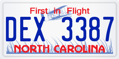NC license plate DEX3387