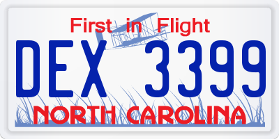 NC license plate DEX3399