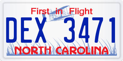 NC license plate DEX3471