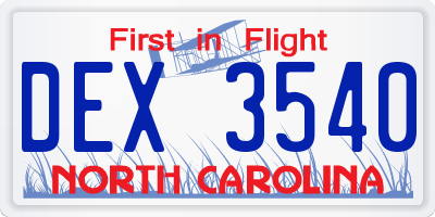 NC license plate DEX3540