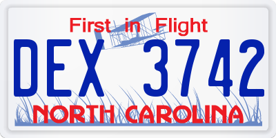 NC license plate DEX3742