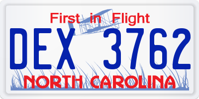 NC license plate DEX3762