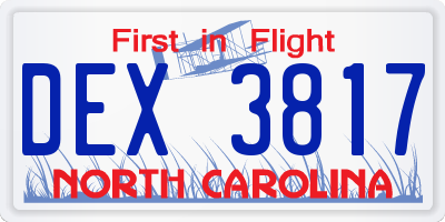 NC license plate DEX3817