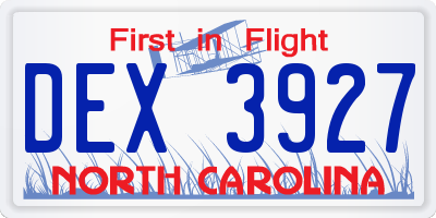 NC license plate DEX3927