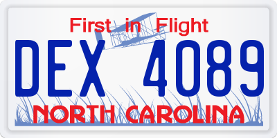 NC license plate DEX4089