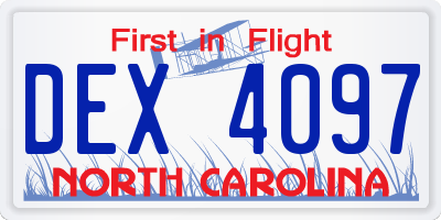 NC license plate DEX4097