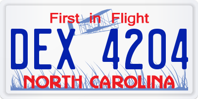 NC license plate DEX4204