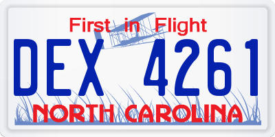 NC license plate DEX4261