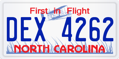 NC license plate DEX4262