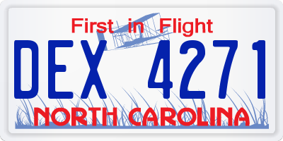 NC license plate DEX4271