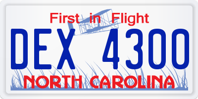 NC license plate DEX4300