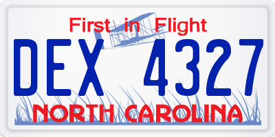 NC license plate DEX4327